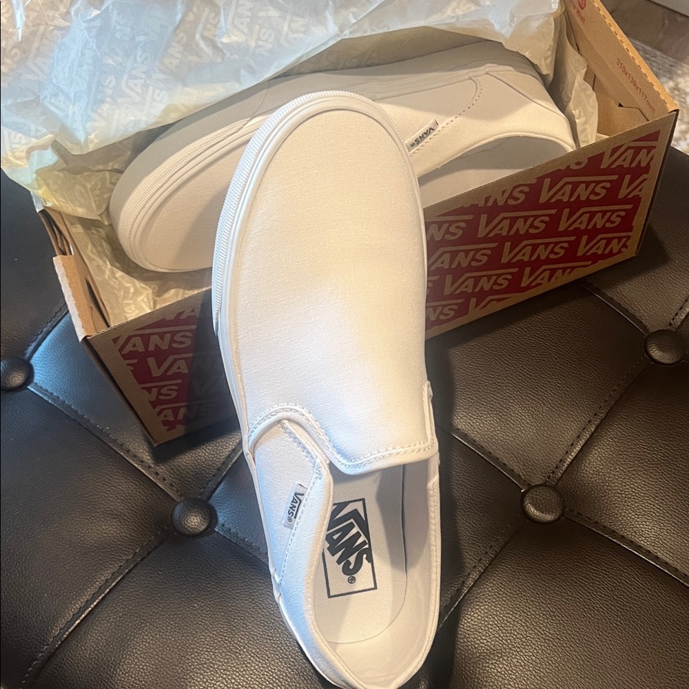SOLD 
Vans Men's Classic White Slip-On Loafers